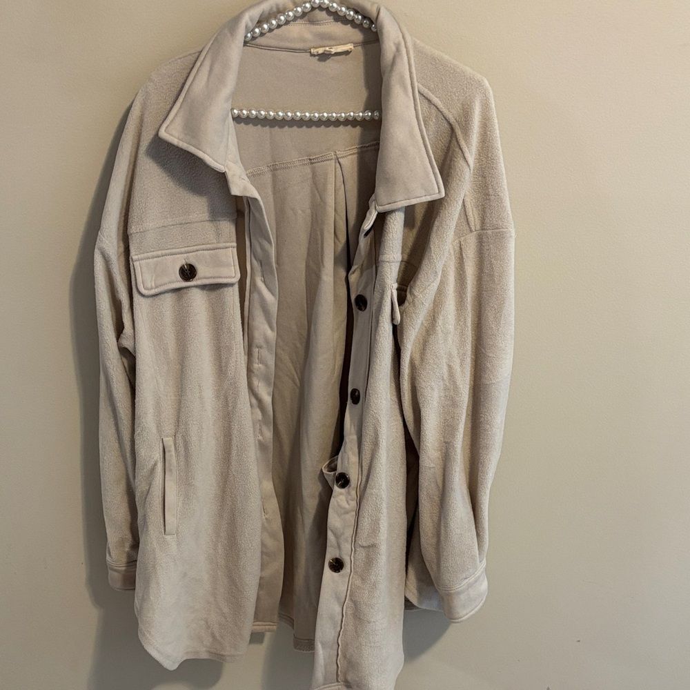 Twenty ten Cream Button-Up Fleece shacket size 1x